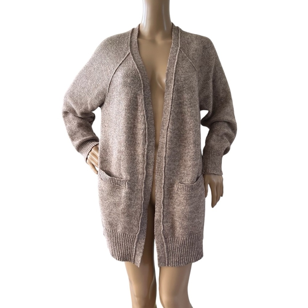 Lucky Brand Taupe Open-Front Cardigan
